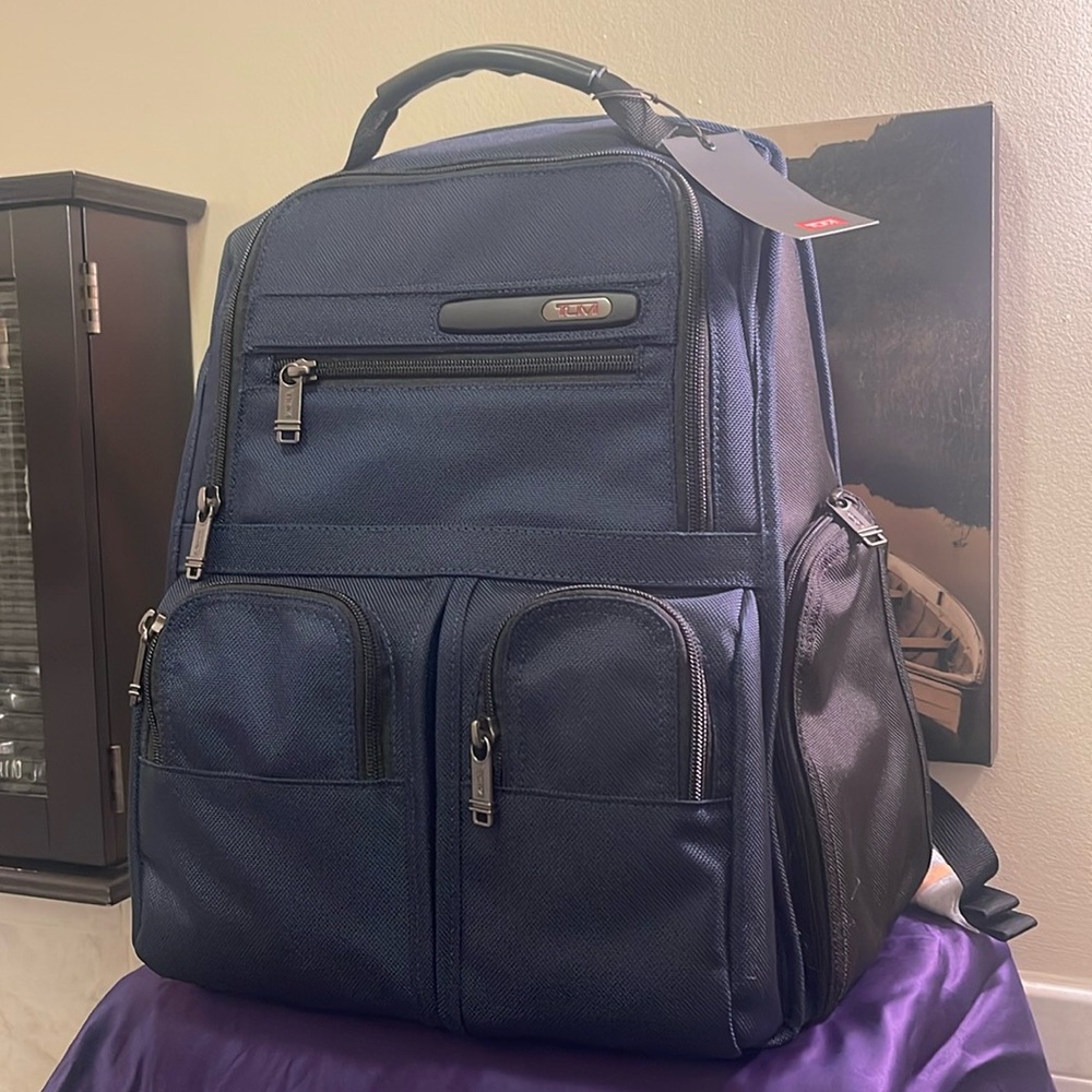 Tumi Alpha Compact Brief Pack Ballistic Nylon Blue